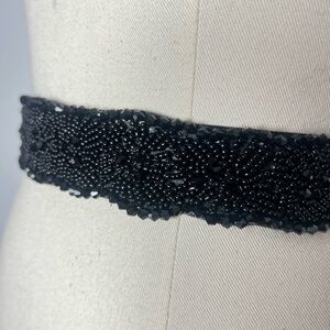 GLASS BEADED 80’s 90’s Vintage Stretch Black Evening Cocktail Belt 32-44w L XL